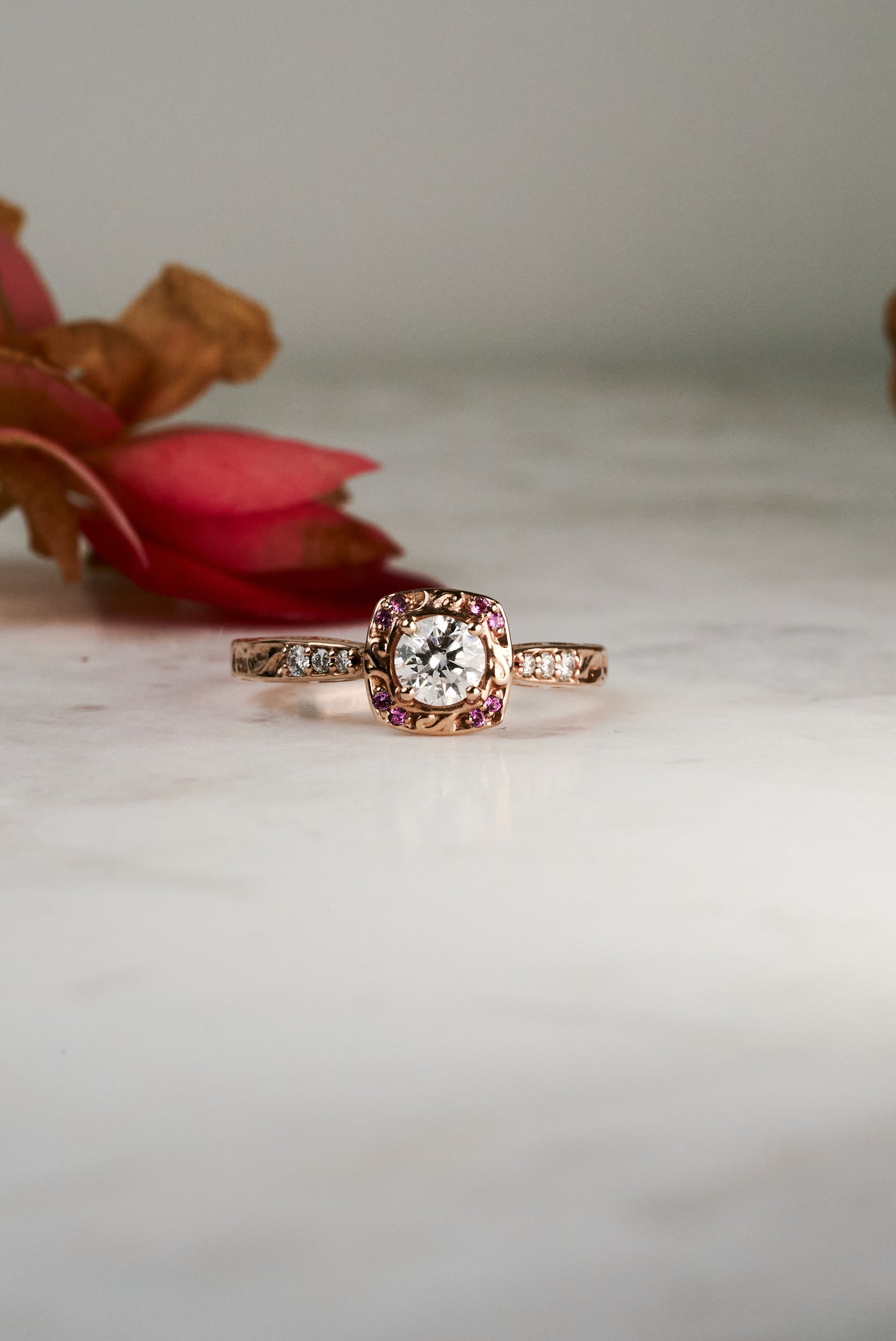 The Maple in Rose Gold with 1/3ct center stone