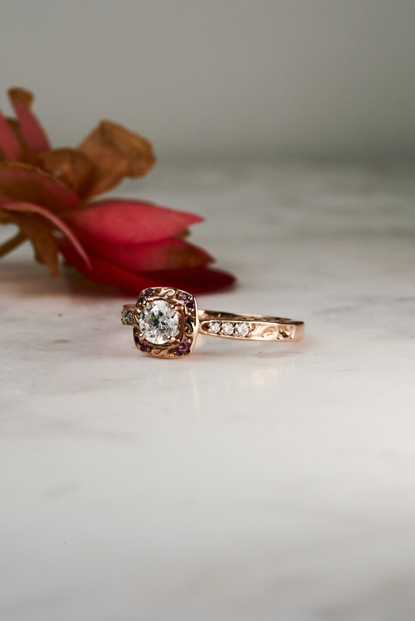 The Maple in Rose Gold with 1/3ct center stone