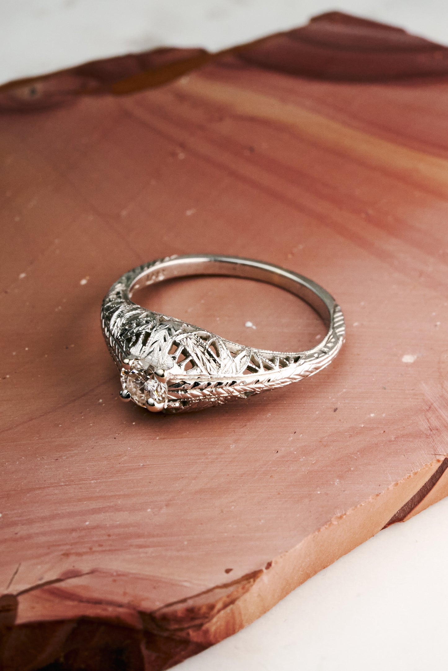 Vintage Cathedral Ring with Round Stone