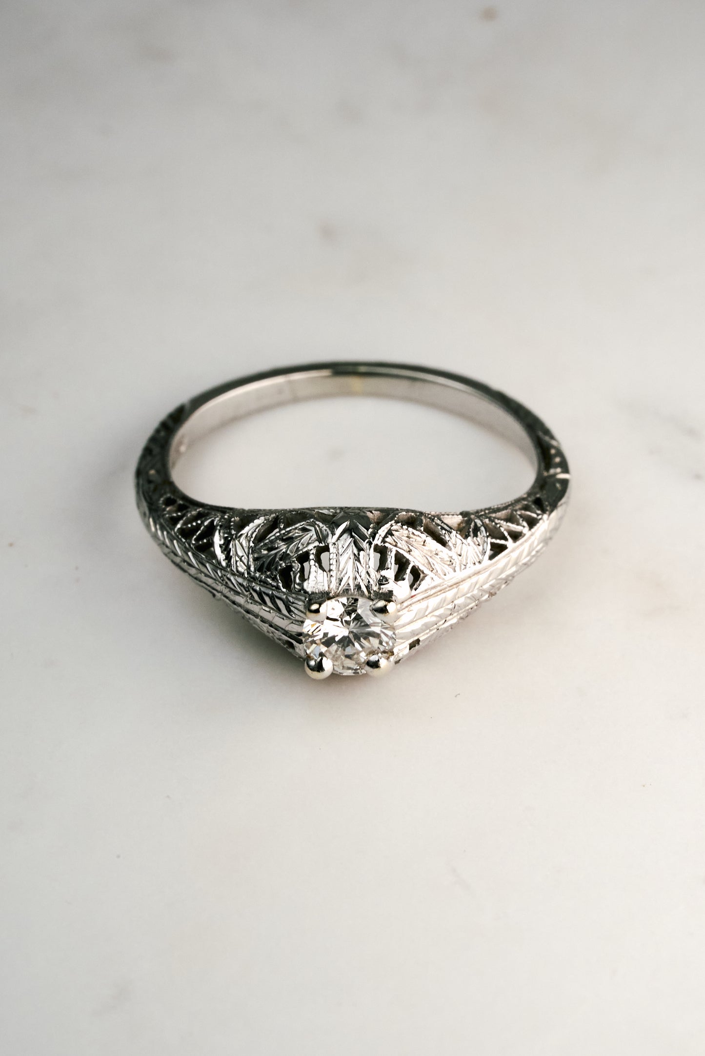 Vintage Cathedral Ring with Round Stone