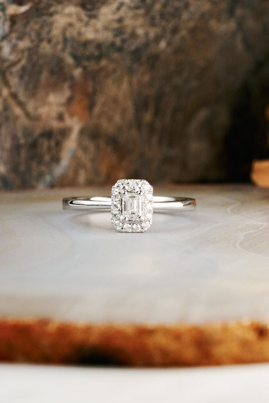 The Verbena with Emerald Cut Center Diamond