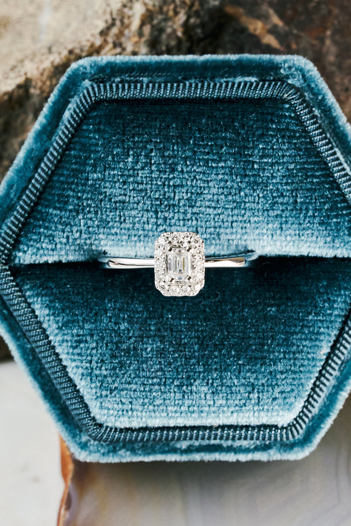The Verbena with Emerald Cut Center Diamond