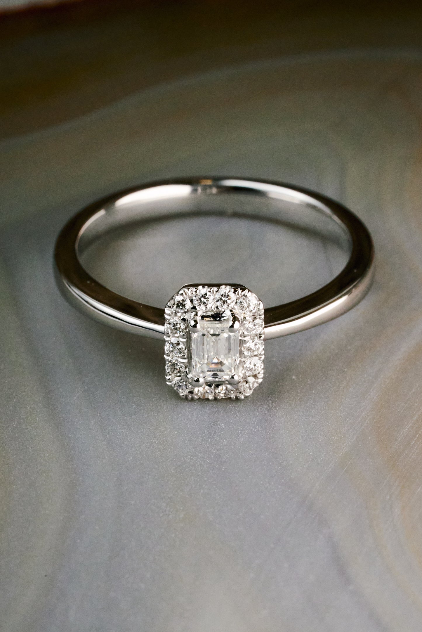 The Verbena with Emerald Cut Center Diamond