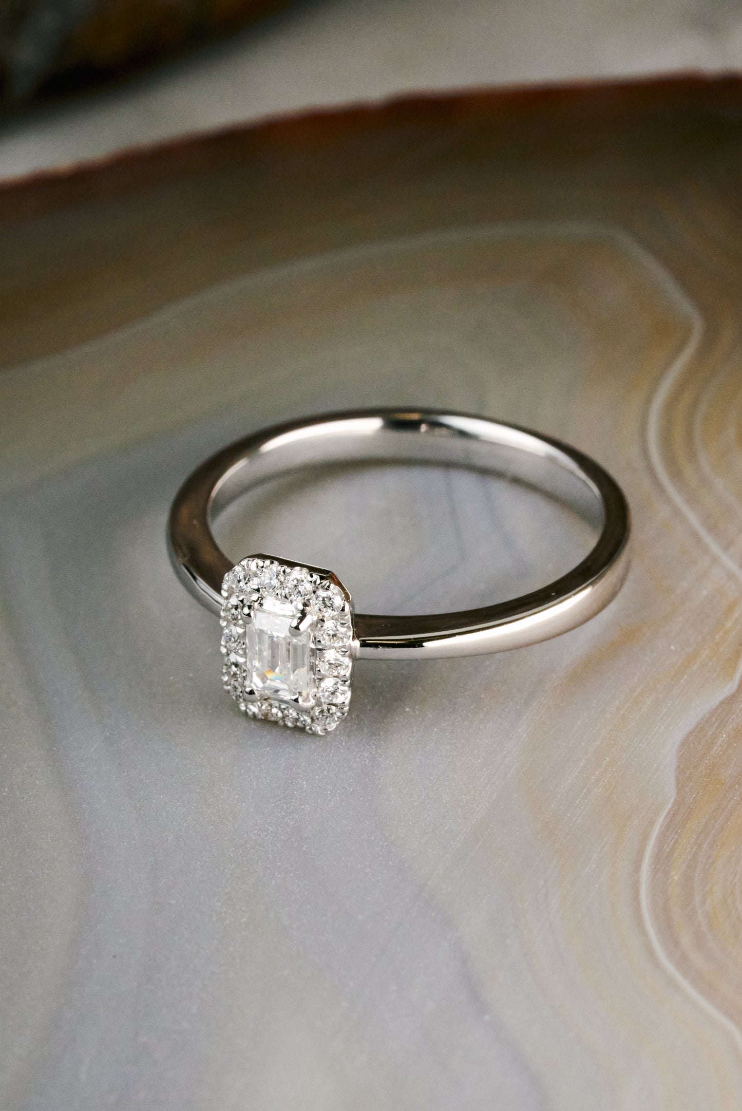The Verbena with Emerald Cut Center Diamond