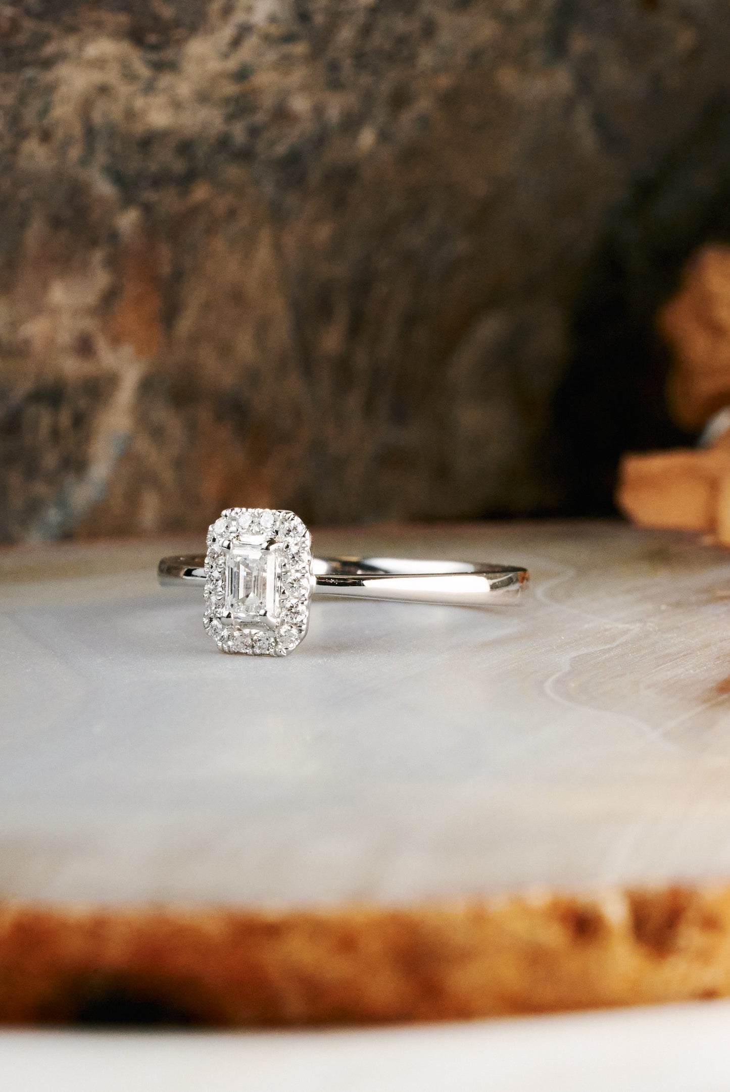 The Verbena with Emerald Cut Center Diamond