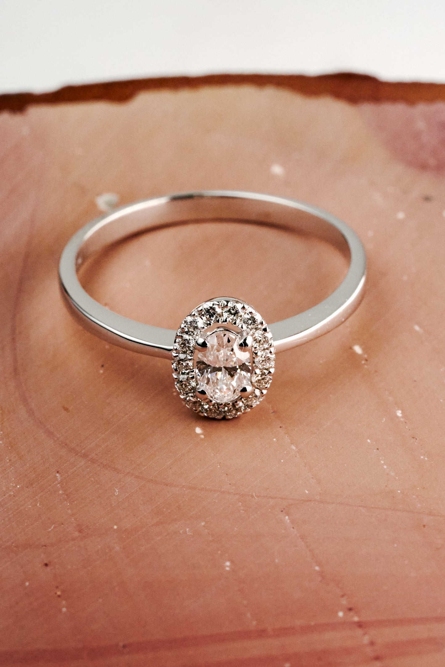 Verbena Halo Engagement Ring with Quarter-carat Oval Diamond