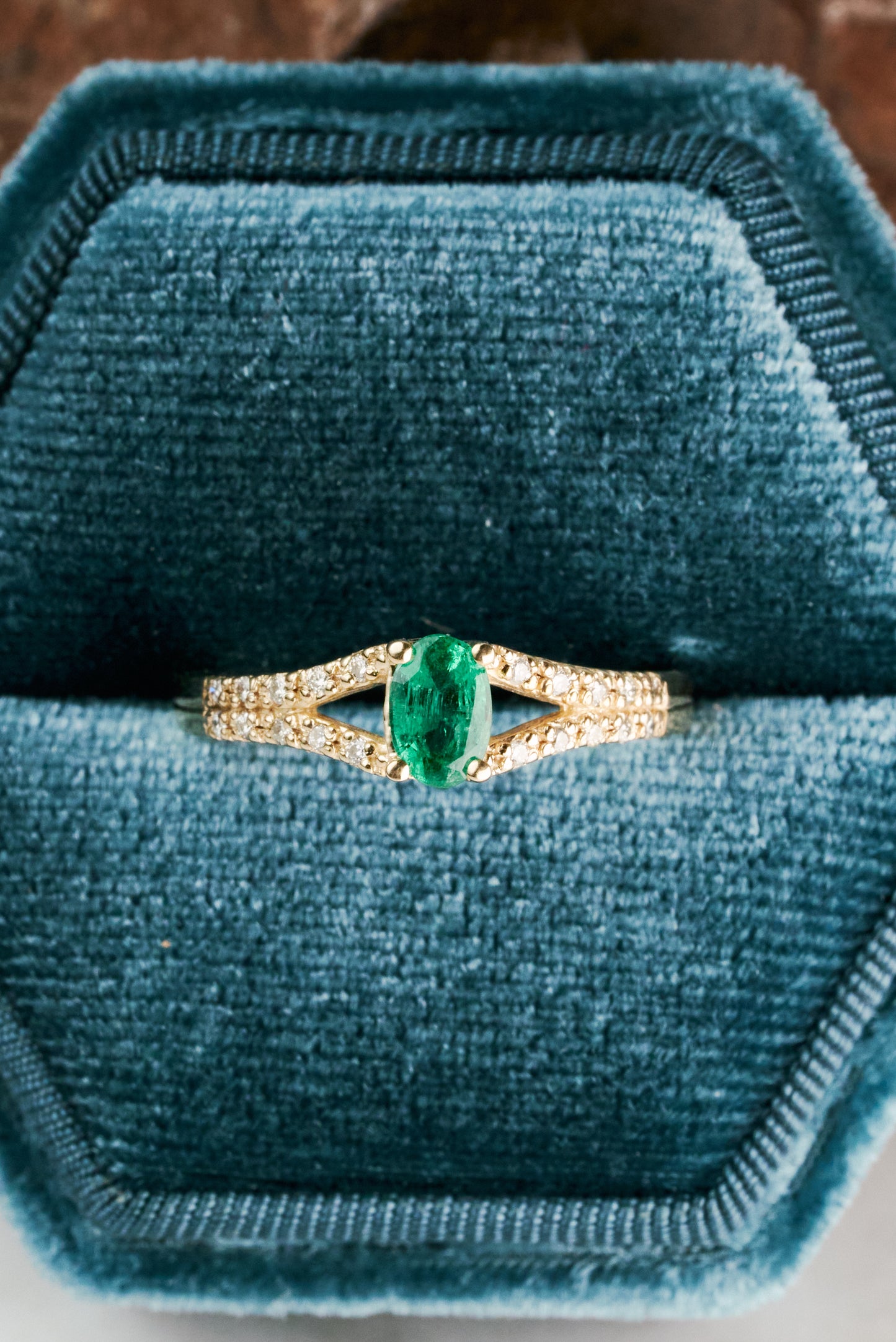 Oval Emerald Ring with Diamond Accents