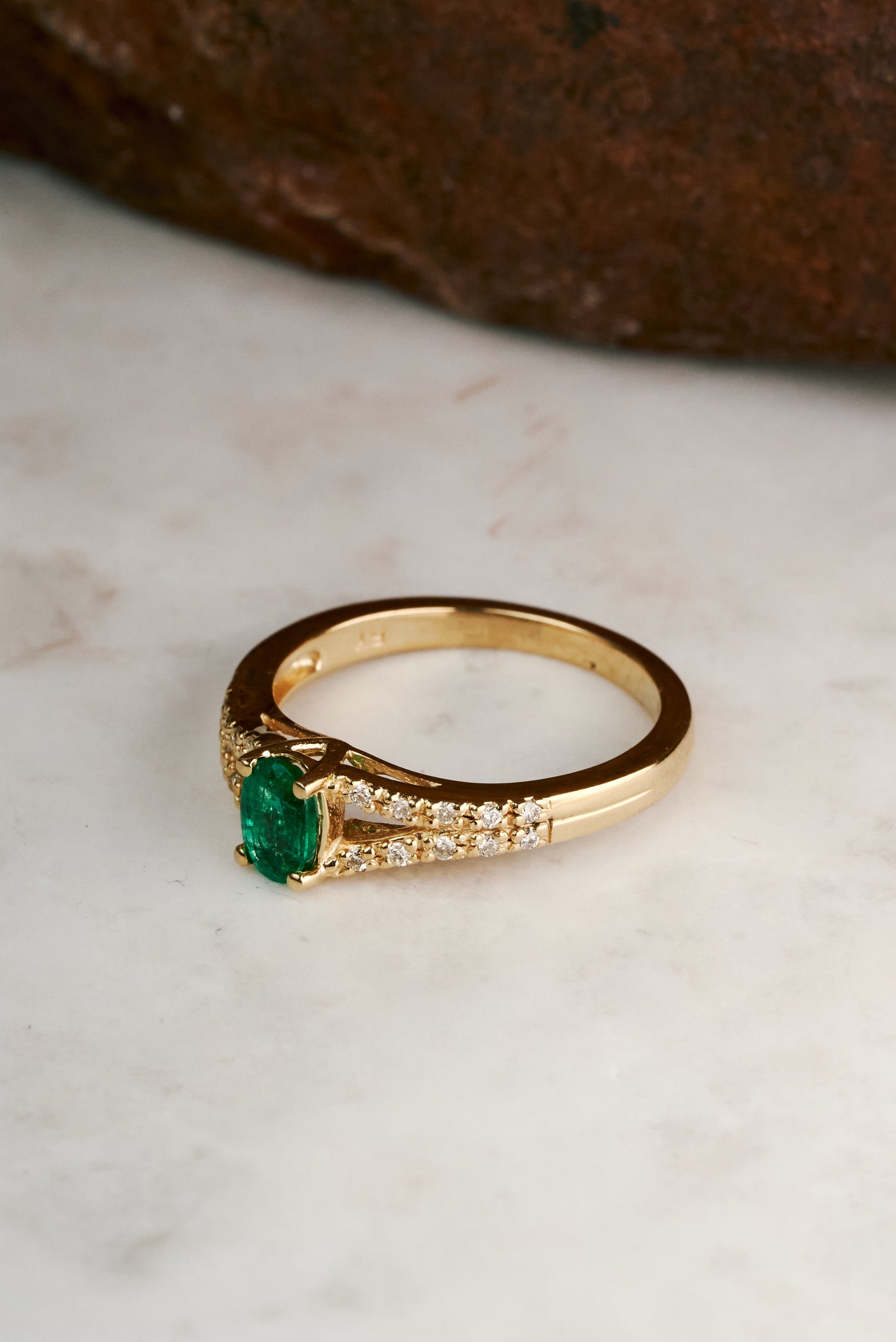 Oval Emerald Ring with Diamond Accents