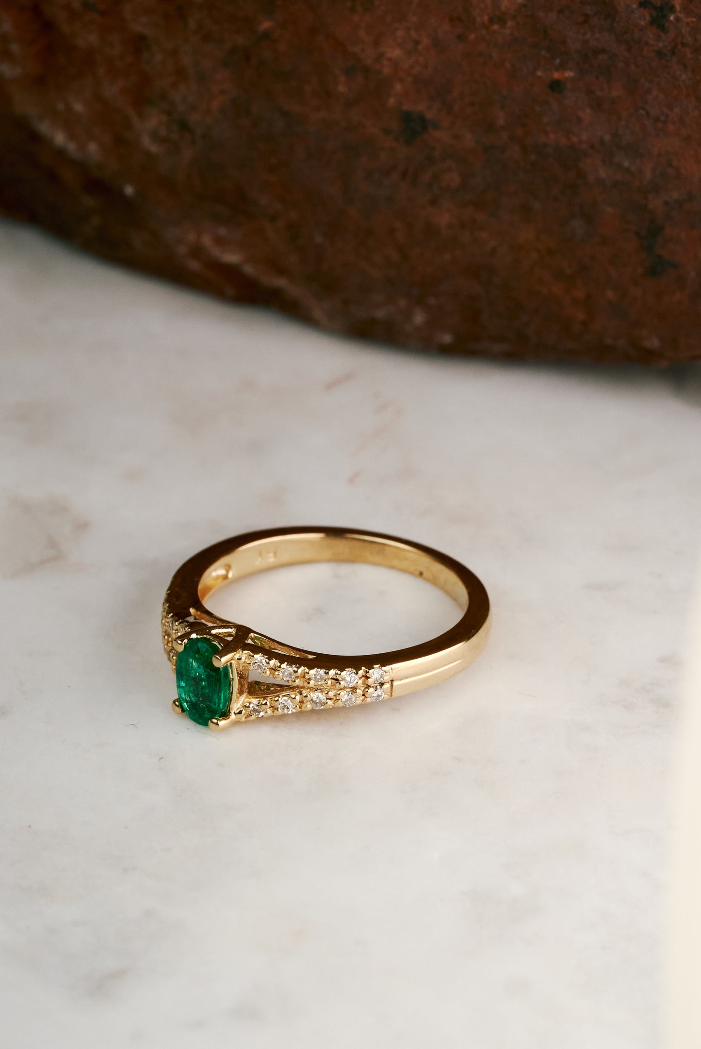 Oval Emerald Ring with Diamond Accents