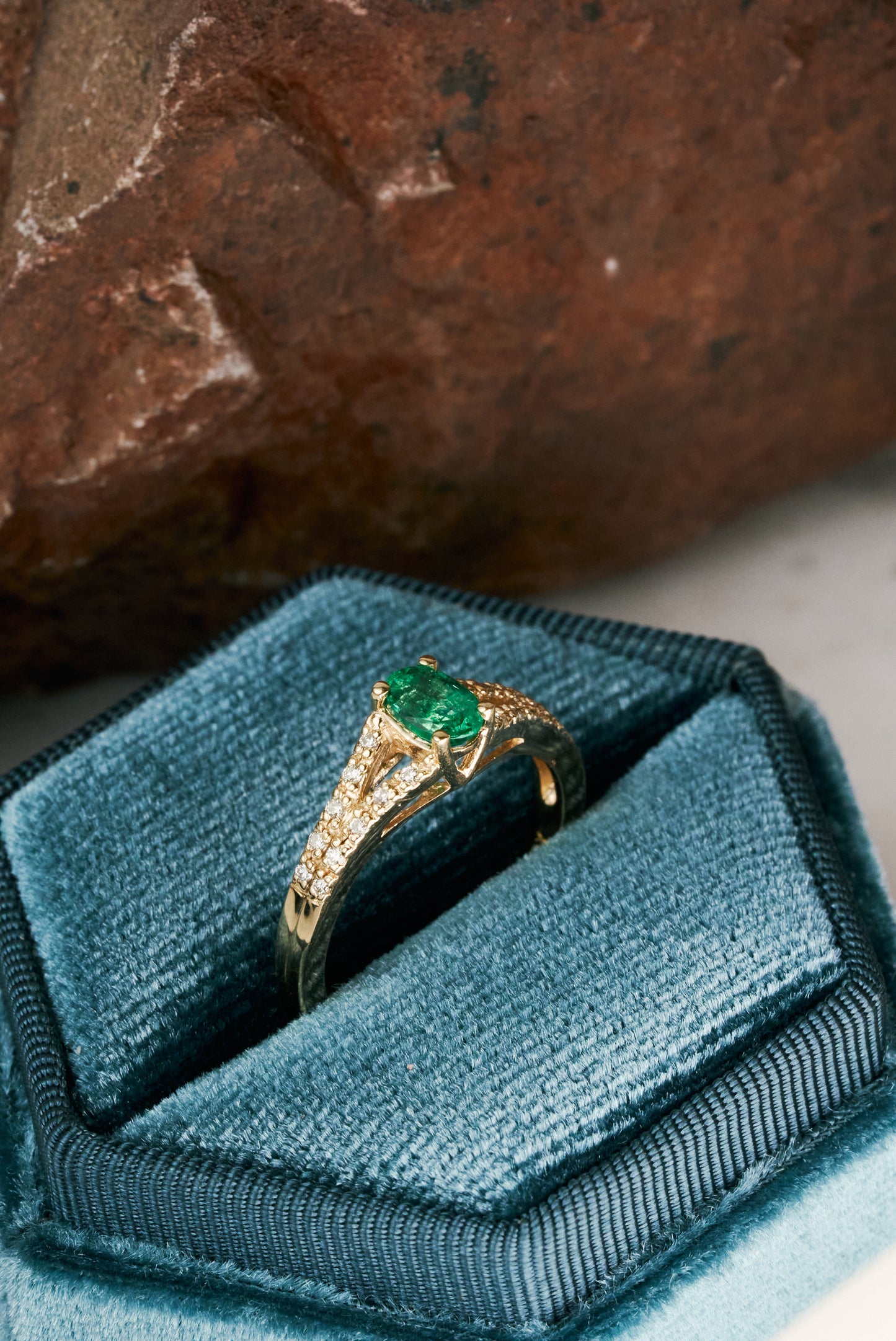 Oval Emerald Ring with Diamond Accents