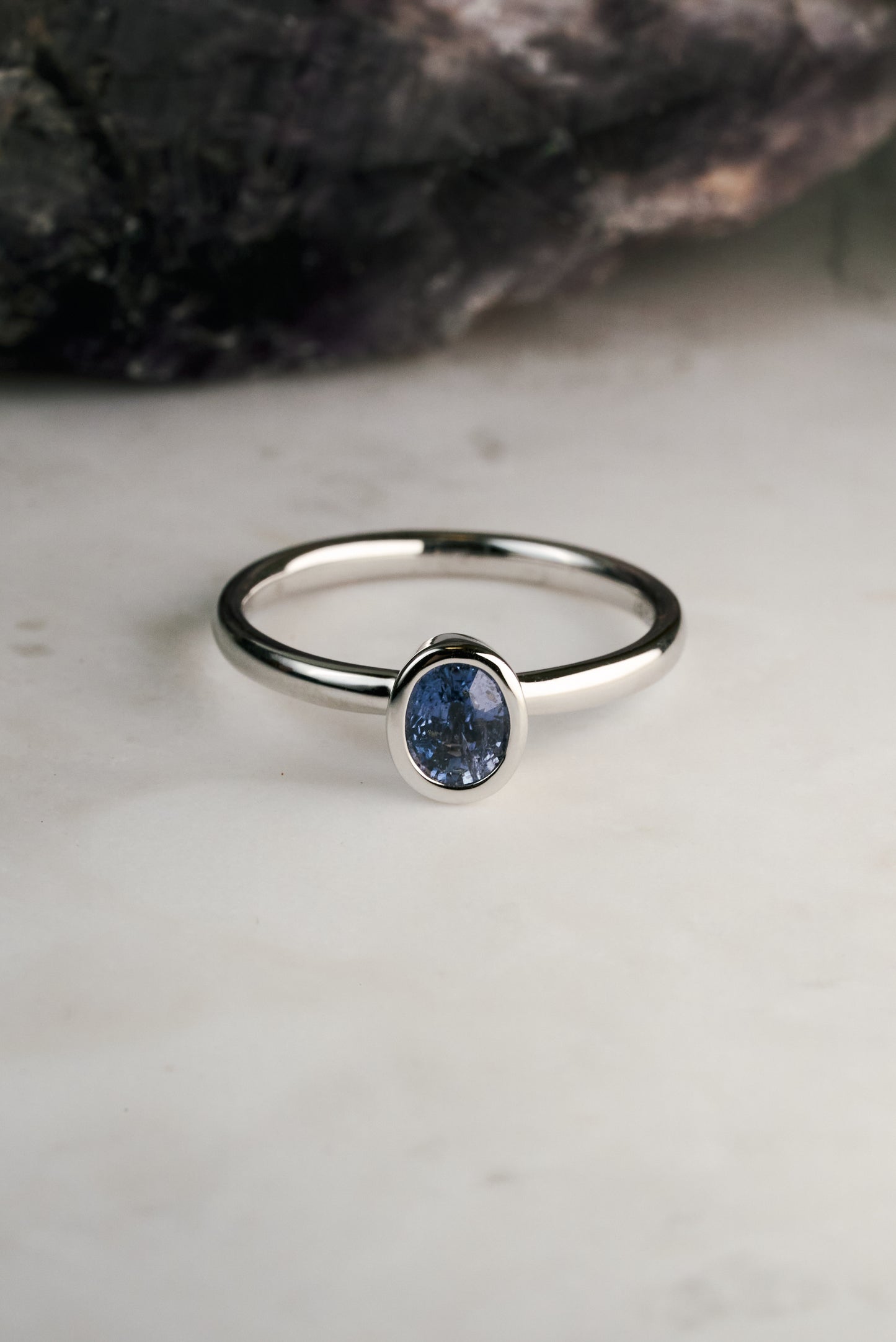 Bezel-set Hawthorn with Blue Sapphire