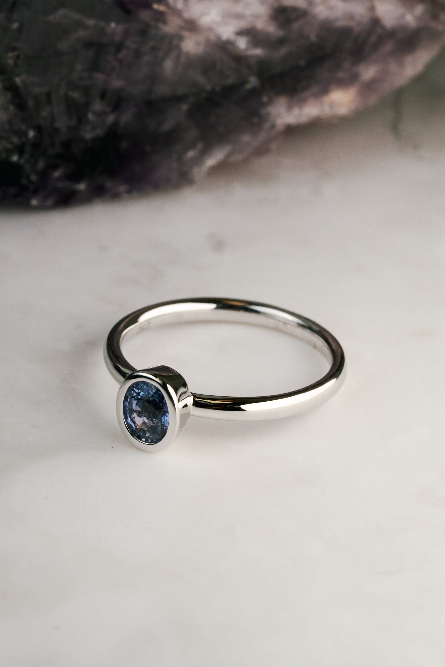 Bezel-set Hawthorn with Blue Sapphire