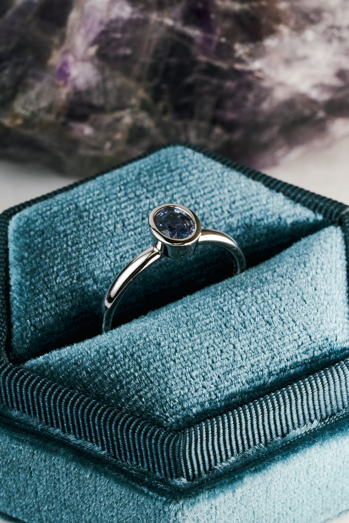 Bezel-set Hawthorn with Blue Sapphire
