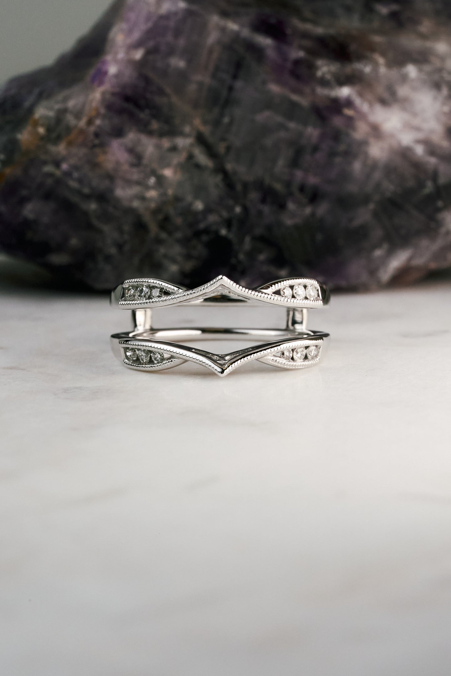 Accented diamond ring guard