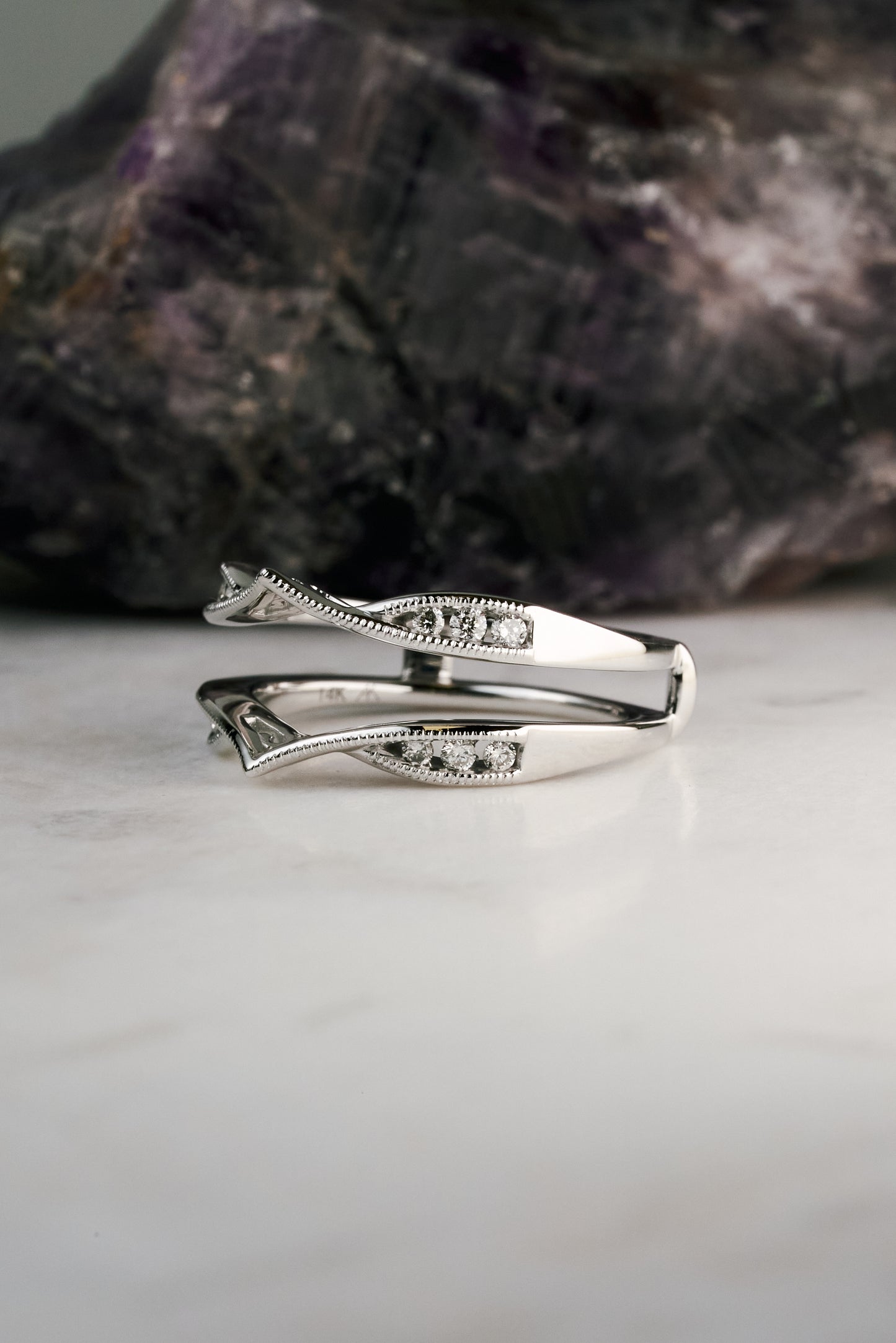 Accented diamond ring guard