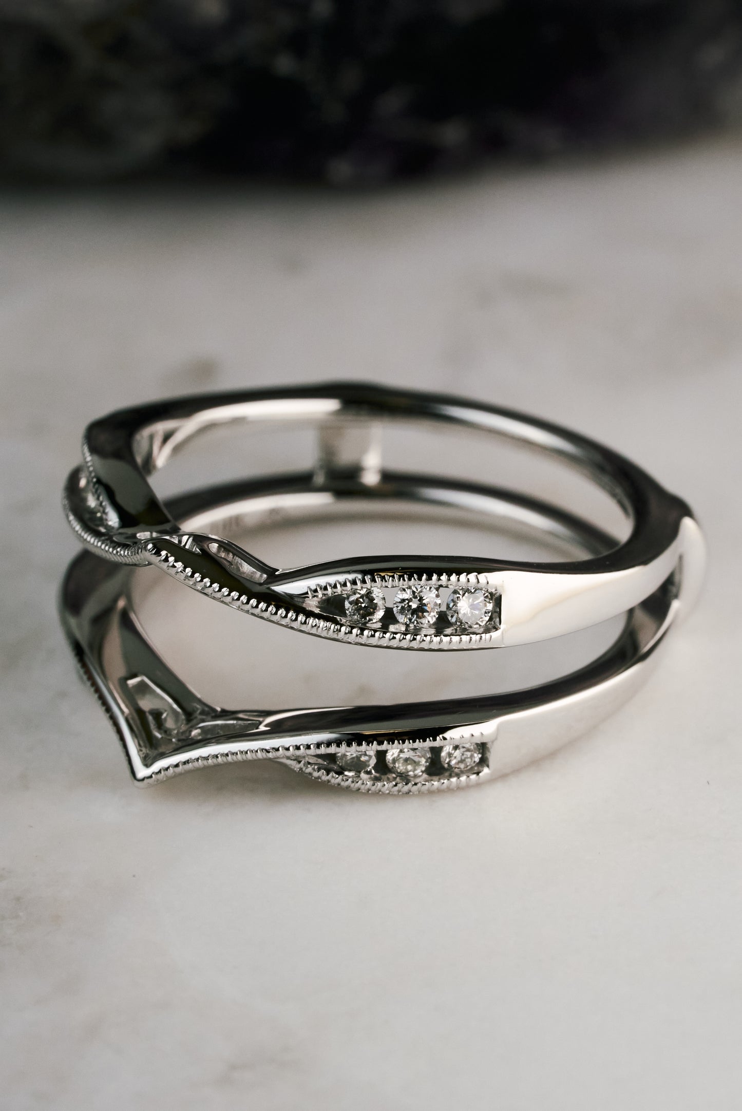 Accented diamond ring guard