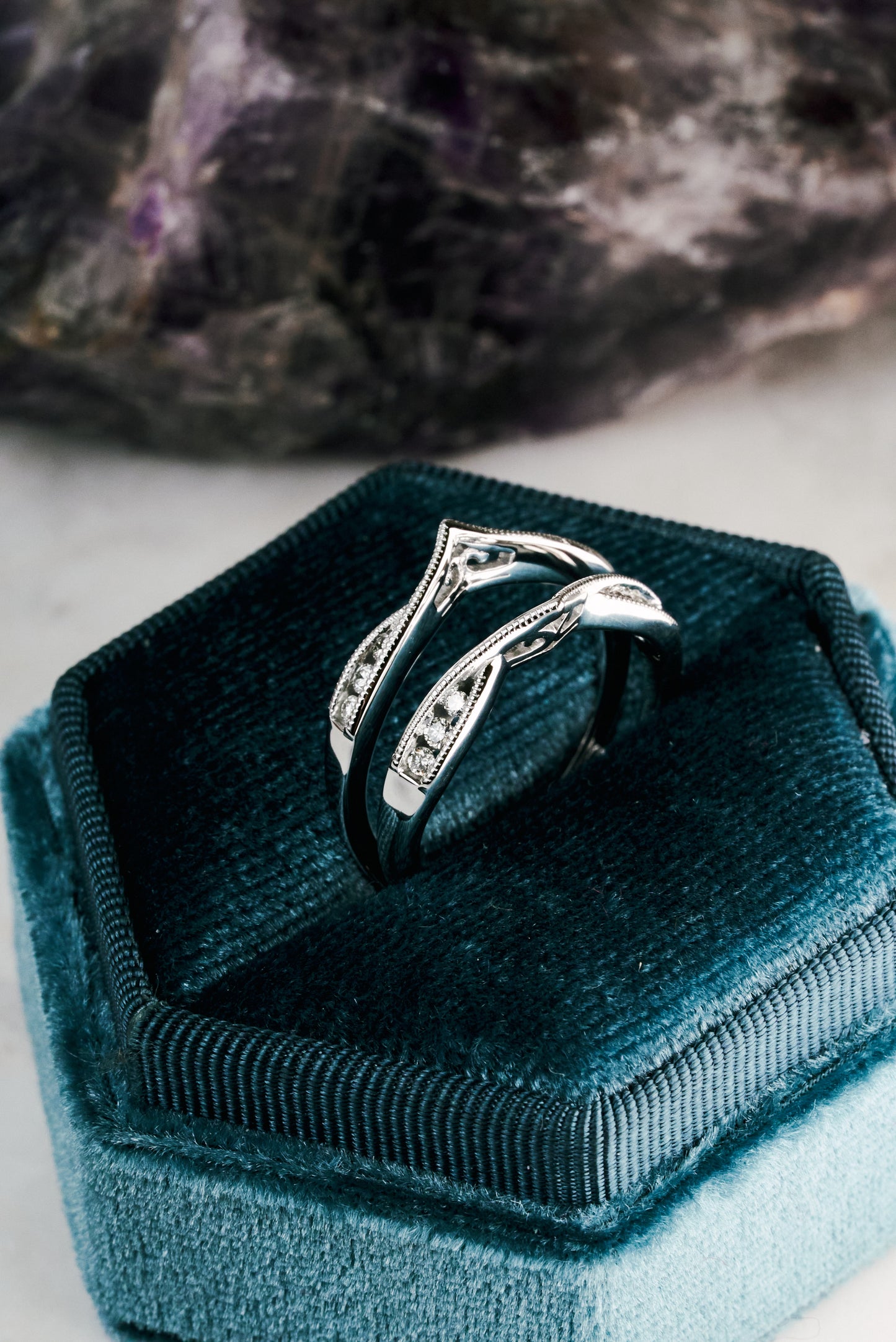 Accented diamond ring guard