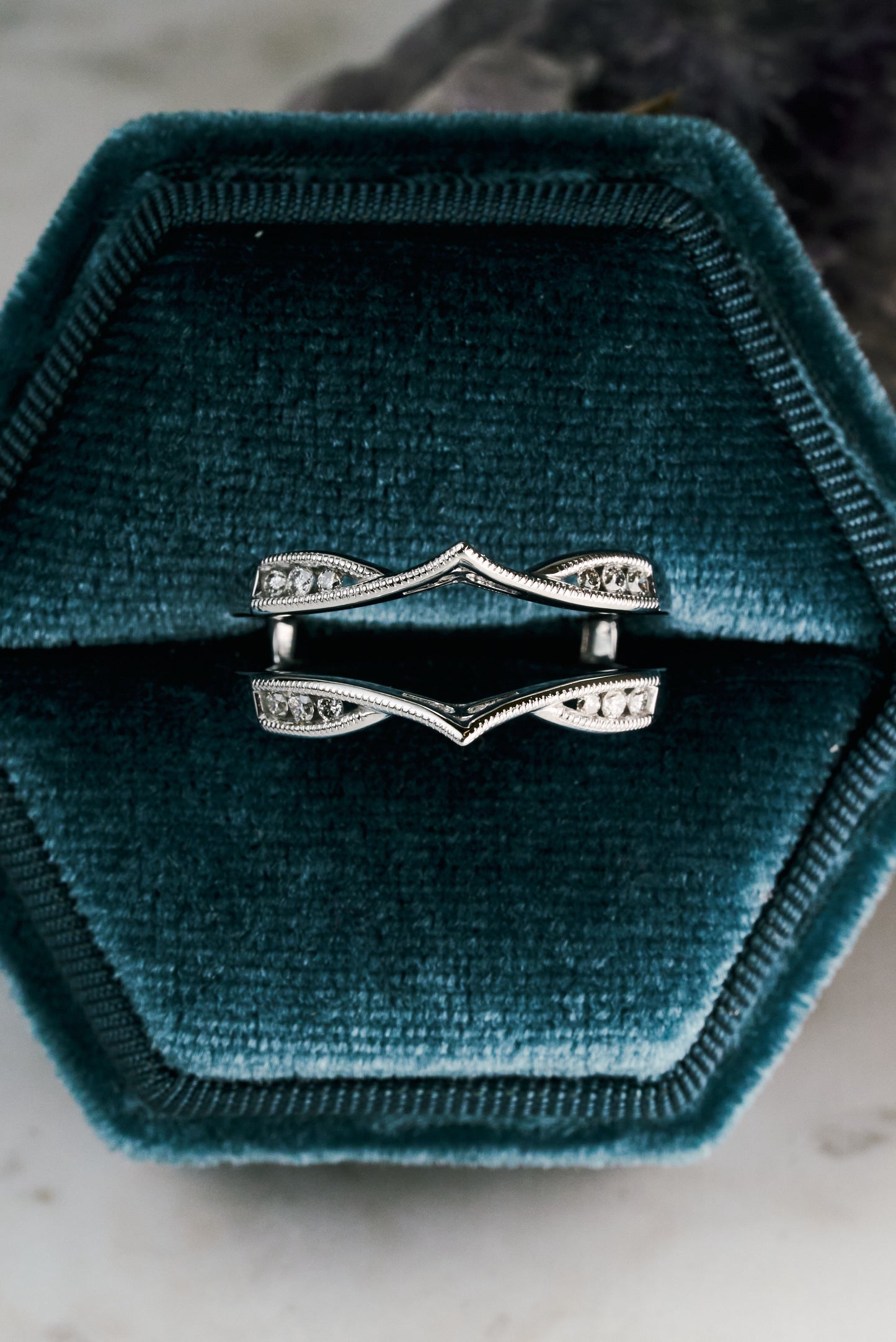 Accented diamond ring guard