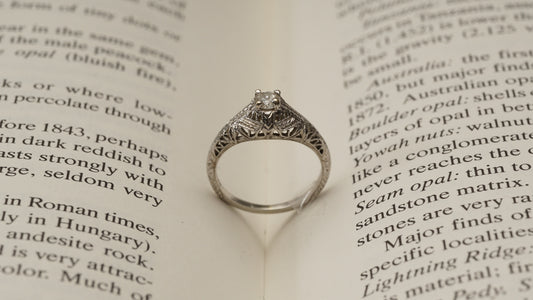 Vintage Cathedral Ring with Round Stone