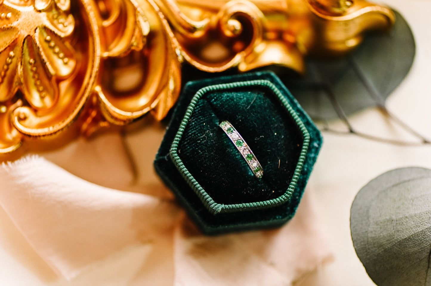 Emerald Alternating Eternity Band