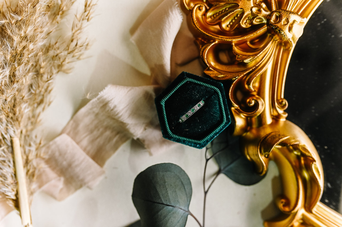 Emerald Alternating Eternity Band