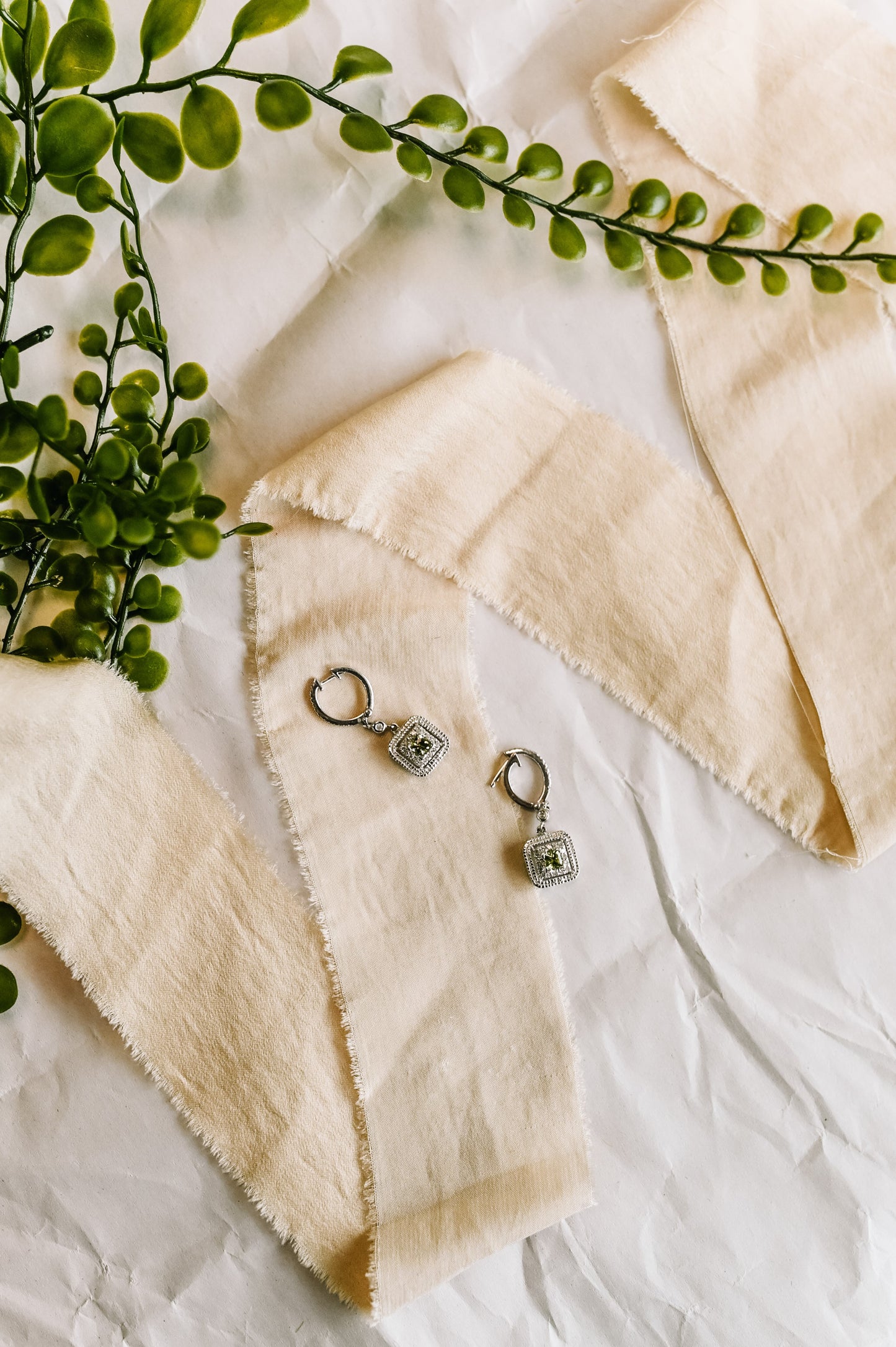 Silver Green Sapphire Earrings
