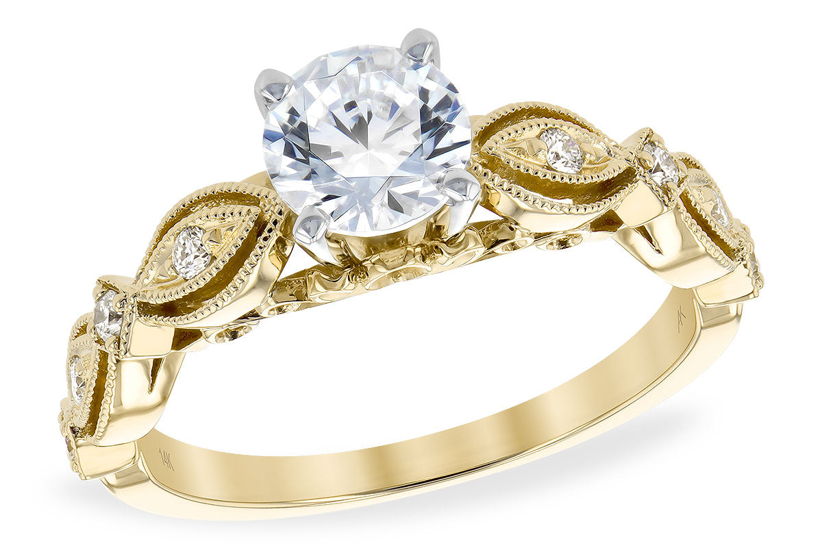 Stars and moon celestial engagement ring with round center