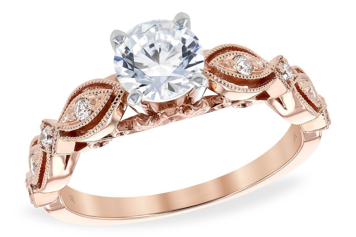 Stars and moon celestial engagement ring with round center