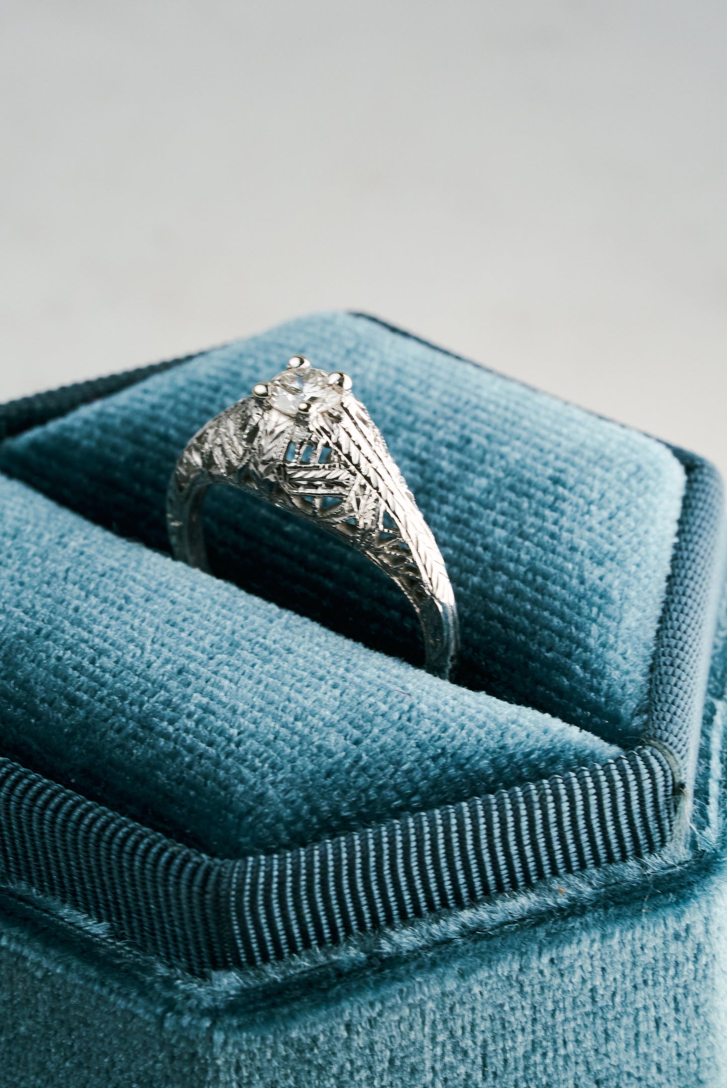 Vintage Cathedral Ring with Round Stone