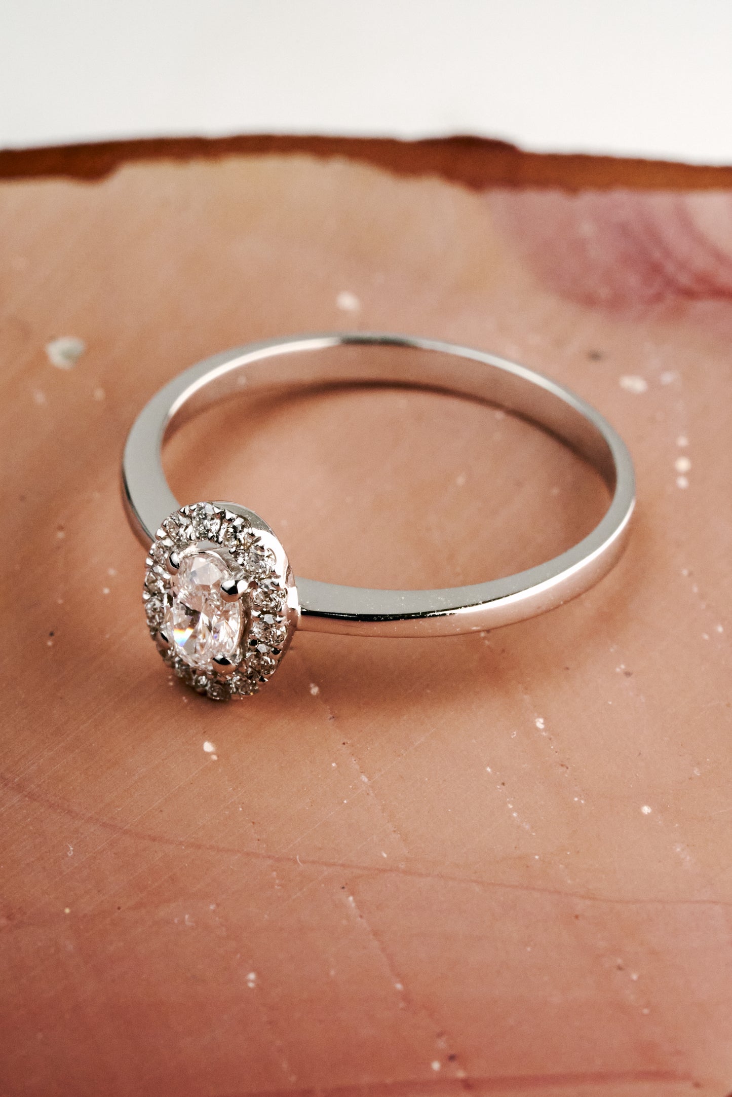 Verbena Halo Engagement Ring with Quarter-carat Oval Diamond
