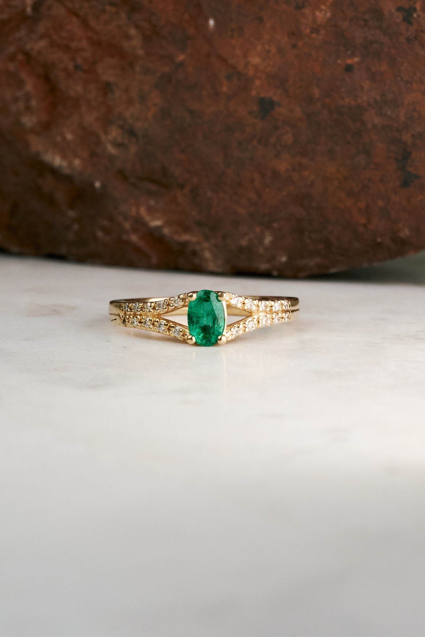 Oval Emerald Ring with Diamond Accents