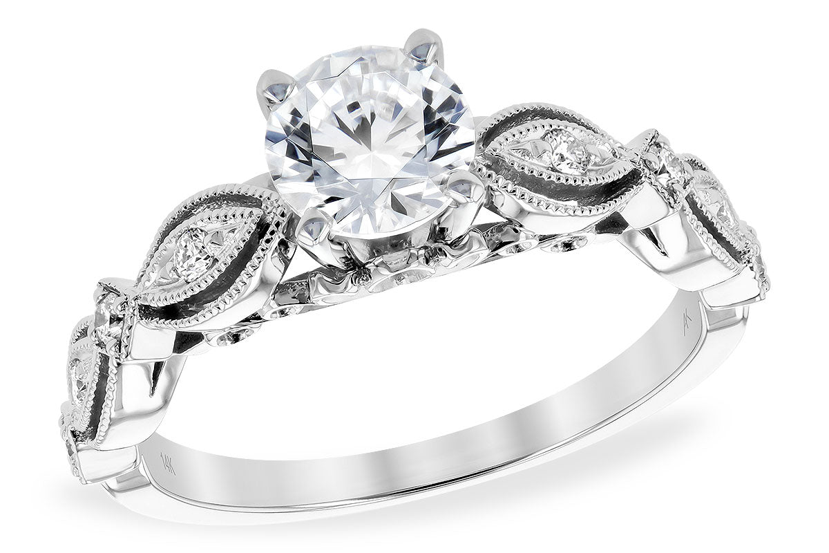Stars and moon celestial engagement ring with round center
